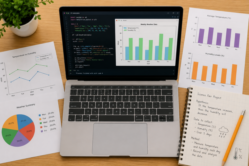 Python data visualization output — bar charts and graphs for a science fair project. 