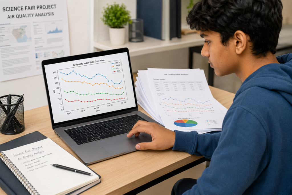Python science fair project using matplotlib to visualize air quality data.