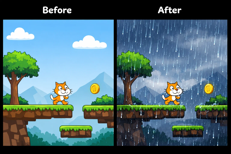 Scratch Code Climate How to Make Rainfall in Scratch | Step by Step Guide
