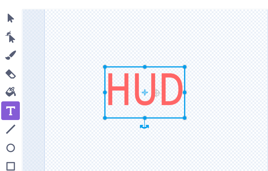 Scratch canvas displaying HUD text design for custom currency label game interface