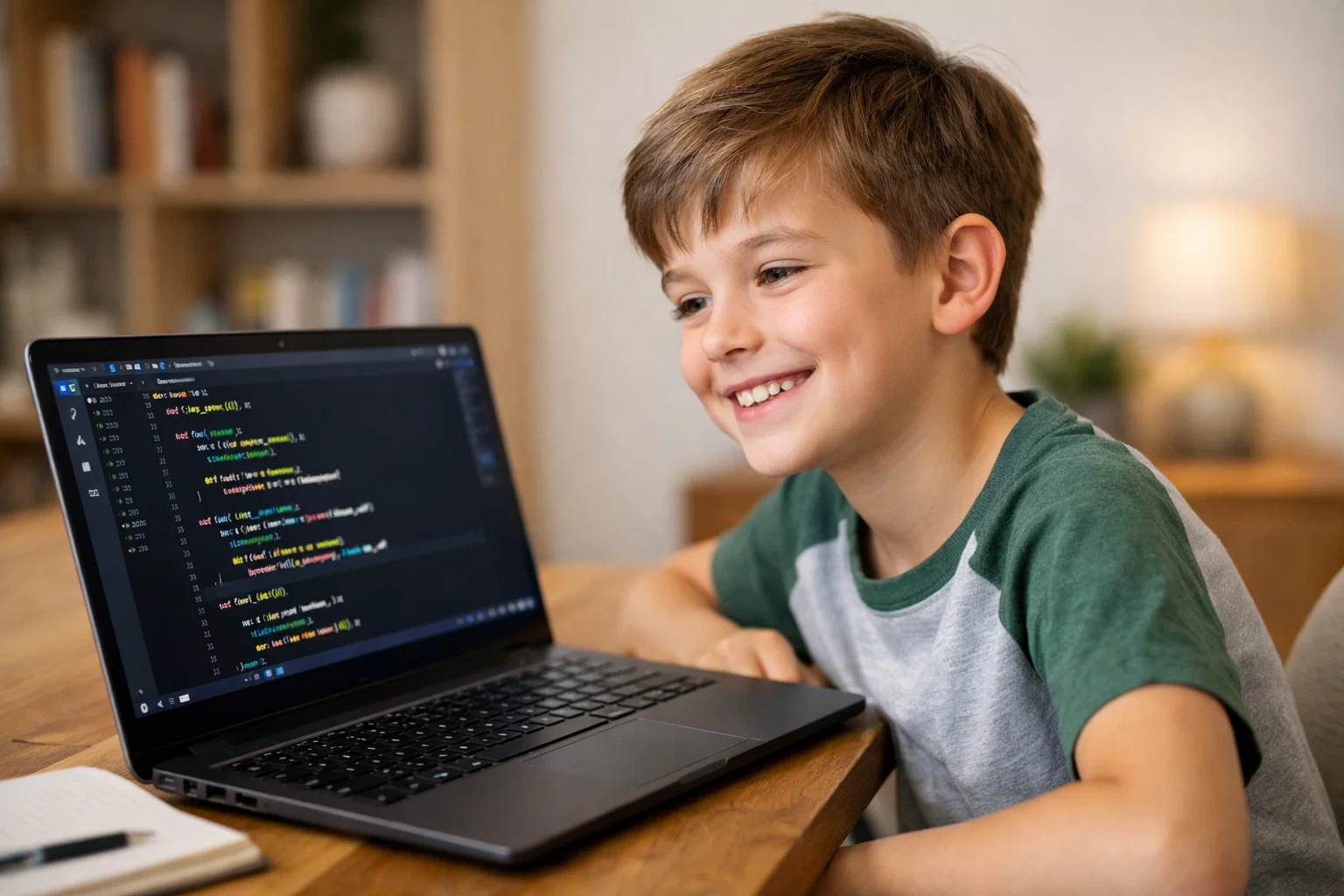 Child learning Python coding on laptop — is Python easy to learn for beginners guide