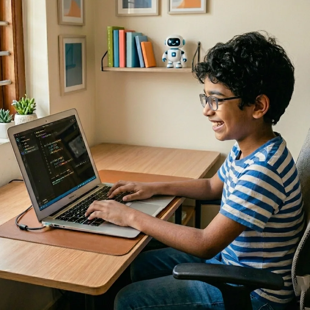 Child transitioning from block coding to real Python programming in a live personalized online class for kids ages 7 to 12