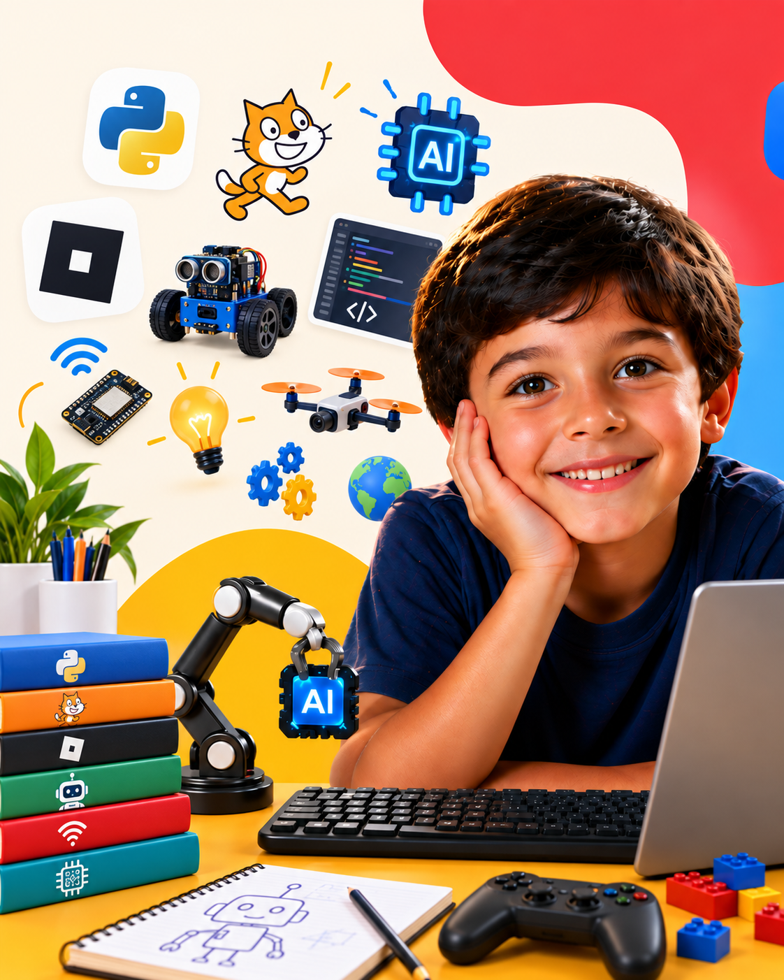 A child learning coding and robotics with ItsMyBot