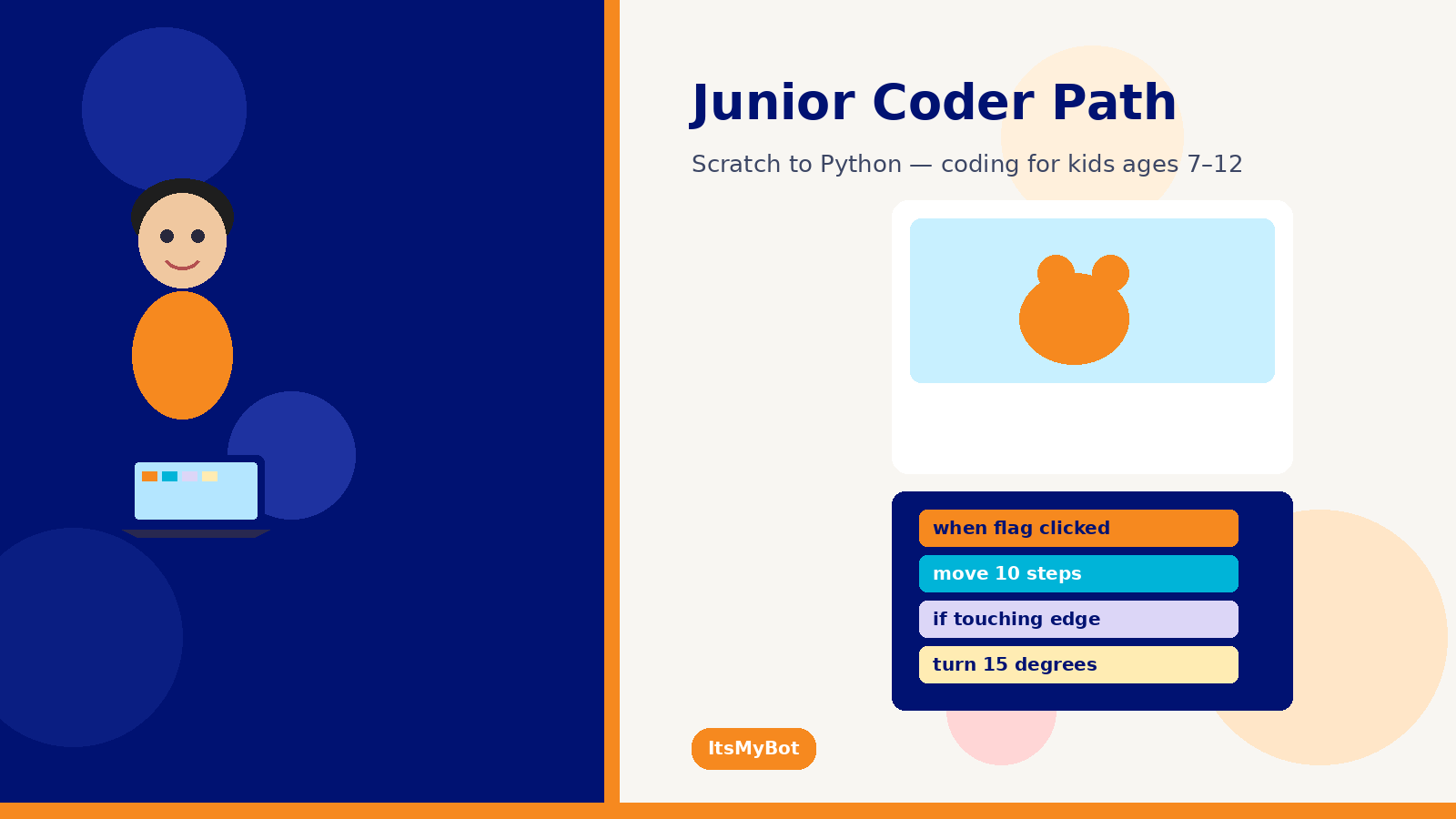 Junior Coder coding classes for kids ages 7-12